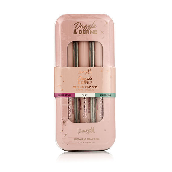 Barry M Dazzle & Define Metallic Crayons (Orchid Flower, White, Galactic Teal) 3 pces