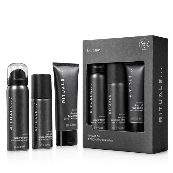Rituals Homme Anti-transpirant 50 ml + Mousse de douche 50 ml + Gommage visage 70 ml