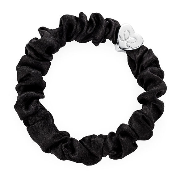 By Eloise London Silver Heart Silk Scrunchie
