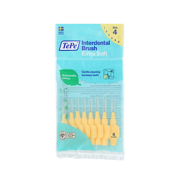 TePe Extra Soft Brossettes interdentaires 4 Jaune (0,7 mm) 8 pces